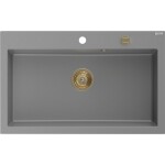MEXEN/S MEXEN/S - Elix granitový drez 1-miska 800 x 500 mm, sivý, sifón zlatá 6527801005-71-G