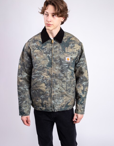 Carhartt WIP OG Detroit Jacket Camo Combi, Green/Black stone washed XL