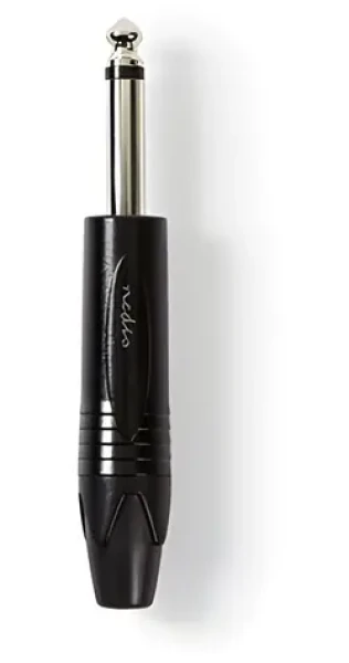 Nedis Jack konektor 6.35 mm (M) čierny poniklovaný (COTP23900BK) / Konektor / Spájkovací / Priamy (COTP23900BK)