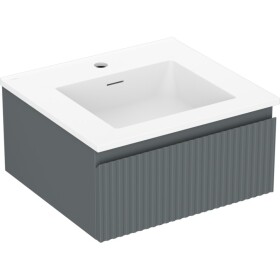 MEXEN/S - Rivel kúpeľňová skrinka 50 cm s umývadlom Otis, 1 šuplík, reliéf, grafit mat/biela mat 91A20-05023-1-BF66-W18M01