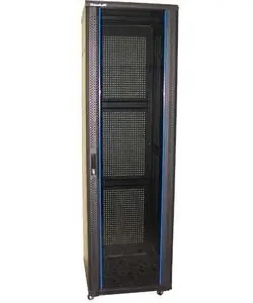 Xtendlan 42U/600x1000 čierna / Stojanový rozvádzač / sklenené dvere / perforovaný chrbát (TELCO-42U-610-BLACK)
