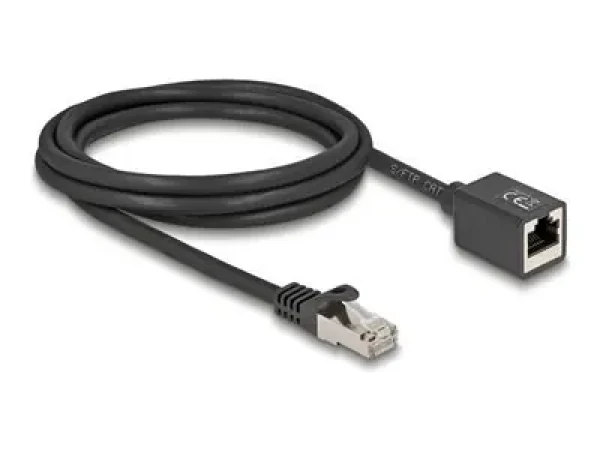 DeLock Predlžovací kábel RJ45 (M)-RJ45 (F) Cat.6a 2 m čierna / Predlžovací kábel / S/FTP / 26 AWG (90309)