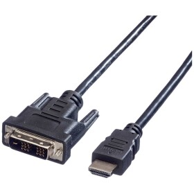 Value DVI prepojovací kábel DVI-D 18 + 1 pól Zástrčka, Zástrčka HDMI-A 2.00 m čierna 11.99.5522 tienený DVI kábel; 11.99.5522