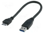 Digitus USB 3.0 čierna / USB kábel / USB A - Micro USB B / 0,25 m (AK-300117-003-S)
