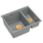 Quadron Quadron - Granitový drez Logan 150 Grey Metallic Zlaty HCQL5646U5-G1_U