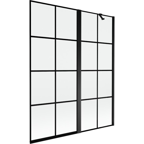 MEXEN - MIST vaňová zástena 140x150 cm 6mm f+s, čierna, dekor, pravá 8A9-140-011-70-77-P