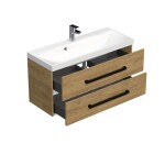 Kúpeľňová skrinka s čiernou úchytkou a umývadlom SAT Cube Way 100x53x40 cm dub Hickory mat CUBE2C100ZDH CUBE2C100ZDH