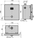 Alcadrain 1 - Alcadrain Automatický splachovač pisoáru s manuálnym ovládaním, kov, 12 V (napájanie zo siete) ASP4-KT ASP4-KT