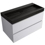 CERANO - Kúpeľňová skrinka Carole - biela matná + umývadlo z lit. mramoru Vita - čierna matná - 100x58x46 CER-669025