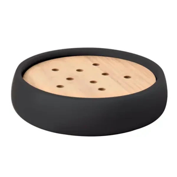 Spirella Sven mydlenka čierna / polyresin / drevo (7610583218674)