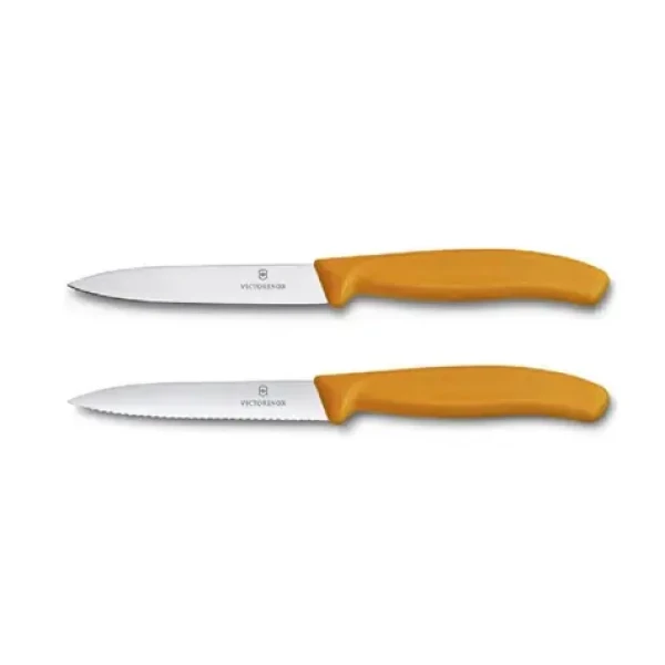 VICTORINOX SwissClassic Sada nožov 2 ks oranžová / rovné a vlnkované ostrie (6.7796.L9B)