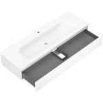 MEXEN/S - Rivel kúpeľňová skrinka 140 cm s umývadlom Vela, 1 šuplík, reliéf, biela mat 91A20-14023-1-BF01-W23M01
