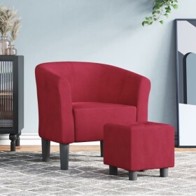 VidaXL Fotel klubowy z podNôžkiem, winna czerwień, obity aksamitem Lumarko!