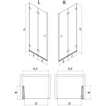 MEXEN/S - Lunar-F skladacie sprchové dvere ľavé 95, transparent, chróm 836-095-000-01-00-L