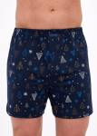 Pánske boxerky 016/23 Night 3 Christmas Dark Blue Pattern - Cornette L tmavě modrá-potisk