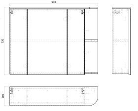 COMAD - Zrkadlová skrinka 90cm 3 dvierka PLATINUM 5907611648247