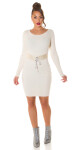 Sexy knit dress with belt BEIGE Einheitsgroesse