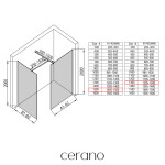 CERANO - Sprchová zástena Walk-in Onyx TL/P - 10 mm - hranatá vzpera - čierna matná, transparentné sklo - 150x130x200 CER-8050BD8816