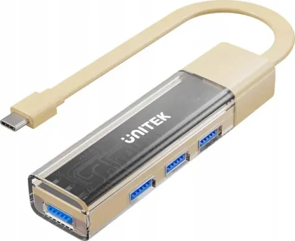 Unitek USB Hub krémová / USB-C + USB-A / 5 Gbps / obojsmerný (H1319ACL01)
