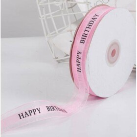 Stuha Happy Birthday 45 m × 2,5 cm ružová - Cakesicq - Cakesicq