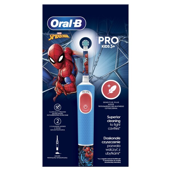 Oral-B Vitality PRO Kids Spiderman / Elektrická detská zubná kefka / oscilačné / 2 režimy / časovač (Vitality Pro Spiderm)