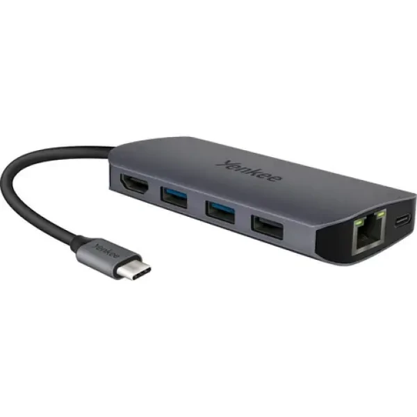 YENKEE YTC 081 Multiport Hub / Dokovacia stanica / 2x USB-A 3.0 / 1x USB-A 2.0 / 1x USB-C / 1x HDMI / 1x RJ-45 / Micro SD (8590669311101)