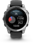 Garmin Fenix E - 47mm, AMOLED, Stainless Steel/Graphite, Black band