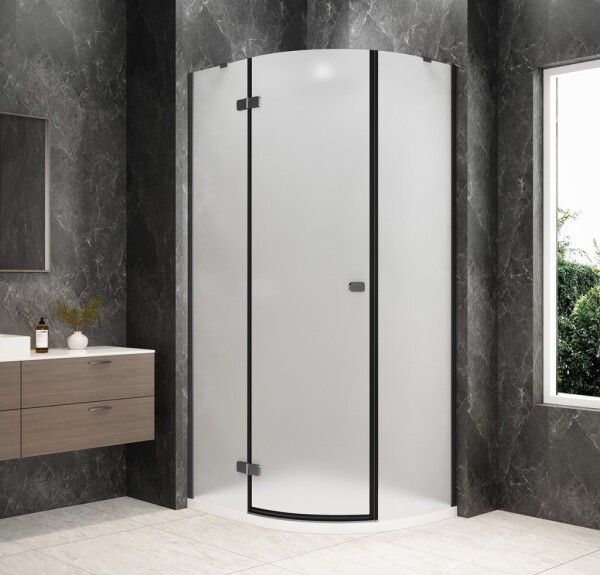 POLYSAN - GLOBE GUN METAL štvrťkruhová sprchová zástena 1000x900, matné sklo, ľavá GB2190MLGM