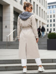Dámsky dvojradový kabát s kapucňou svetlo béžový FashionStreet TY5655 S
