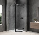 POLYSAN - GLOBE BLACK štvrťkruhová sprchová zástena 900x1000, číre sklo, pravé GB2910RB