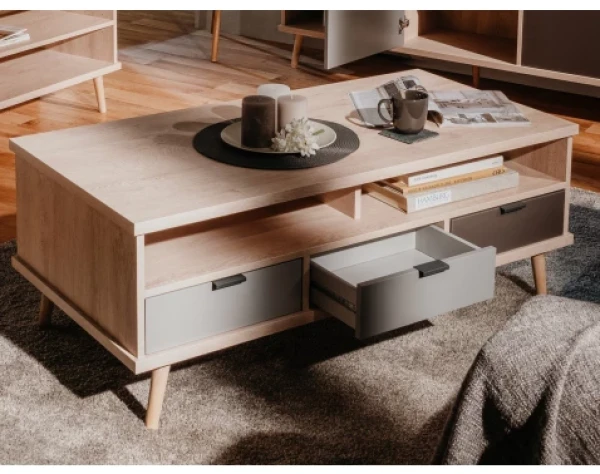 Konferenčný stolík so šuplíkmi Epik, dub/šedý%