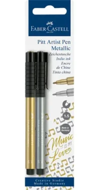 Faber-Castell Pitt Artist Pen Metallic Popisovač - zlatá strieborná 2 ks (167396)