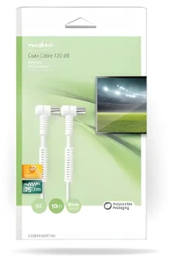 Nedis Koaxiálny anténny kábel biela 10 m / Koaxiálny kábel / IEC / 120 dB / 4X tienenie (CSGB40120WT100)