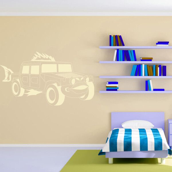Veselá Stena Samolepka Detské autíčko Jeep Farba: béžová, Veľkosť: 100 x 58 cm