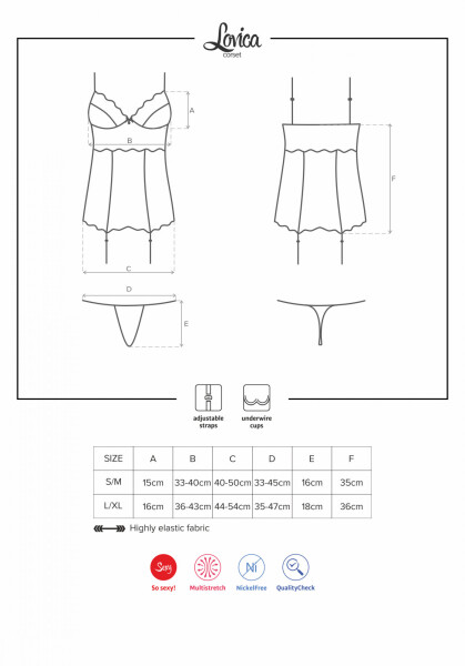 Korzet loviace corset - Obsessive L/XL červená