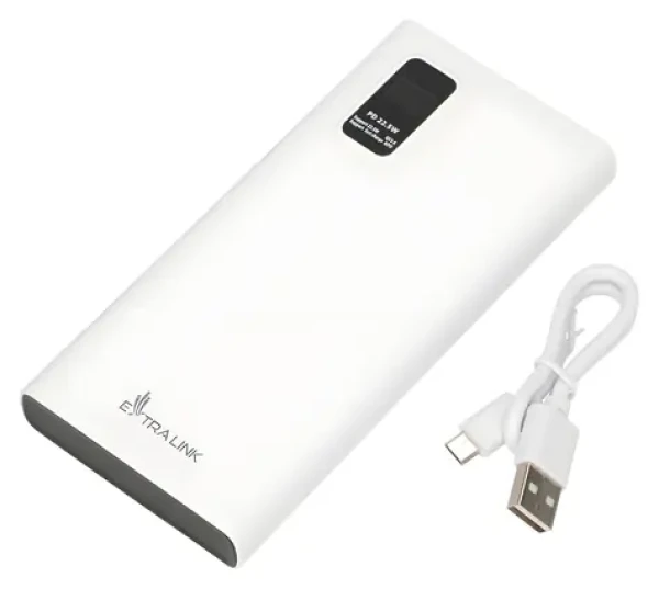 Extralink EPB-067W biela / Powerbanka / 10 000 mAh / 2x USB-A + USB-C / 22,5 W / LED displej (EX.19492)