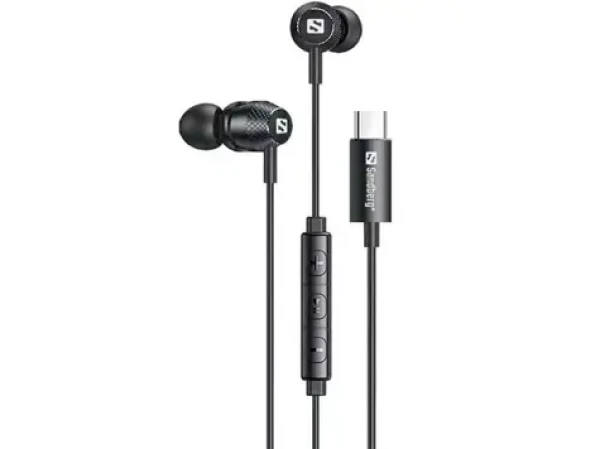 Sandberg In-Earset + Line-Mic čierna / Slúchadlá s mikrofónom / USB-A/C / 1.2m (126-50)
