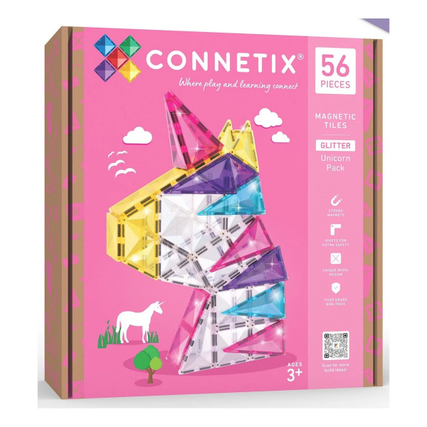 Connetix Connetix Tiles - Magnetická Stavebnica trblietavý jednorožec 56 ks