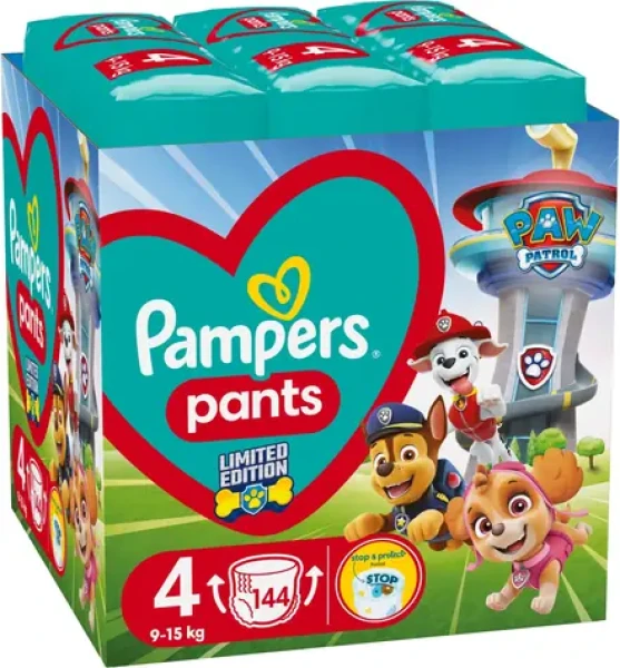 Pampers Pants Paw Patrol 9-15 kg (144ks) / Plienkové nohavičky / Veľkosť 4 (9-15 kg) (8006540863565)