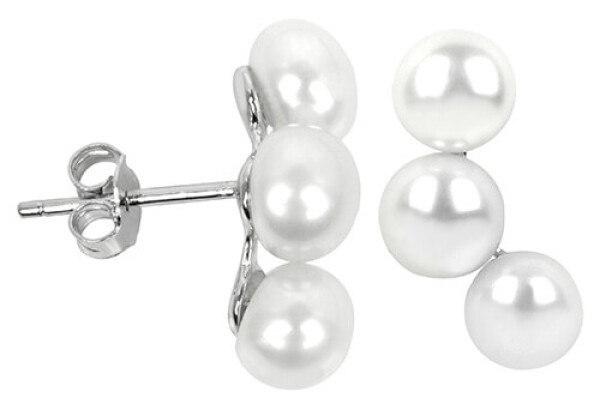 JwL Luxury Pearls Strieborné náušnice s tromi pravými perlami JL0283