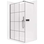 CERANO - Sprchová zástena Walk-in Onyx Round Ľ/P - 8 mm - guľatá vzpera - čierna matná, industriálne sklo - 110x200 CER-482869