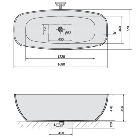 POLYSAN - IPANEMA voľne stojaca vaňa liaty mramor 168x72x49cm, biela 69911