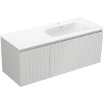 MEXEN/S - Rivel kúpeľňová skrinka 120 cm s umývadlom Vela pravá, 1S, 1D, reliéf, sivá mat/biela mat 91A23-12047-3-BBFF62-W23P01