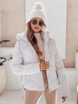 Dámska zimná bunda LOVEWARM krátka prešívaná s kapucňou biela FashionStreet TY5042 XL