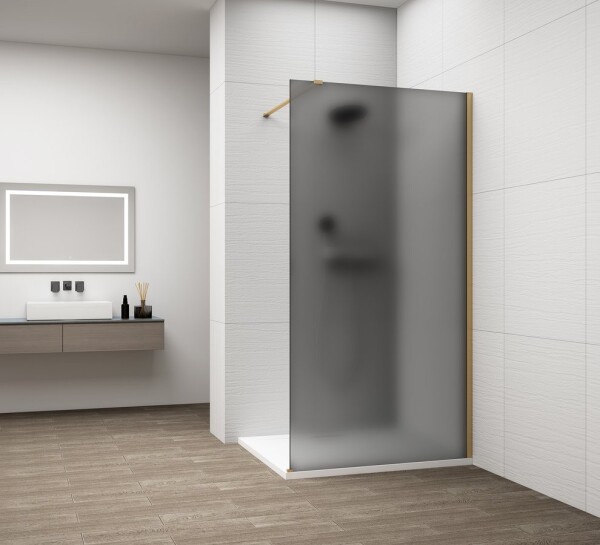 POLYSAN - ESCA GOLD MATT jednodielna sprchová zástena na inštaláciu k stene, dymové matné sklo, 800 ES1480-04