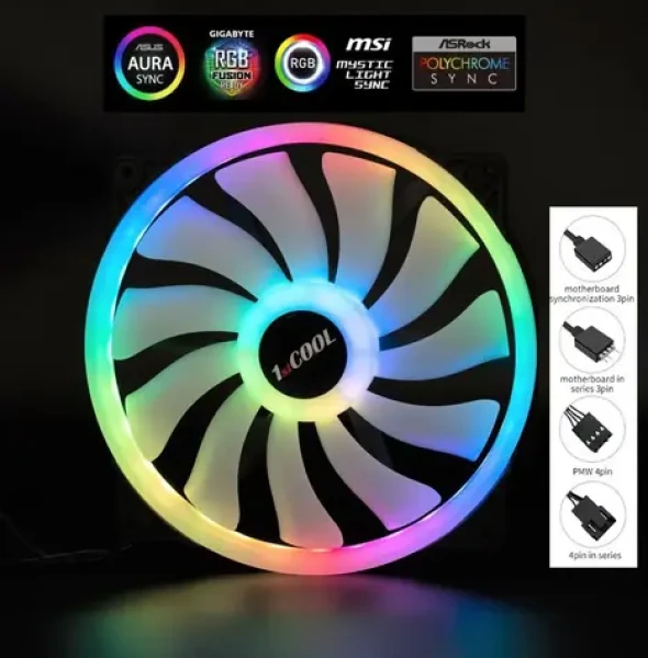 1stCool AURA EVO ARGB PWM Ring 200mm / Ventilátor / ARGB / PWM / 1000 RPM / 53,3 CFM (F20-AURA-EVO-R)