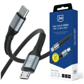 3mk Hyper kábel N-SERIES USB-C na Micro čierna / Dátový kábel / 3 m / 10 W (5903108739207)