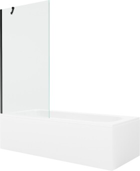 MEXEN/S - Vega obdĺžniková vaňa 170 x 70 cm s panelom + vaňová zástena 90, transparent, čierna 550117070X9509000070