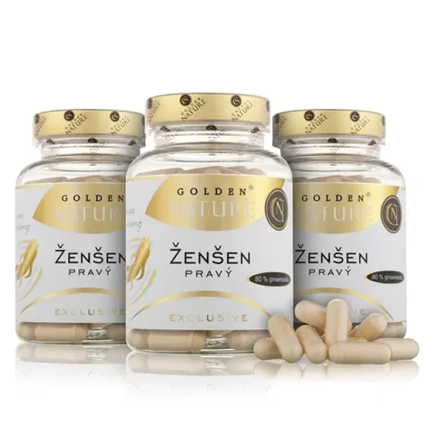 Golden Nature Exclusive Ženšen pravý 80% ginsenoidov 300 cps. (3x100 cps) (GN2100051)