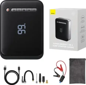 Baseus Super Energy Car Jump Starter Powerbanka + štartér + kompresor čierna / 8000mAh / 1000A / USB (CGCN000001)